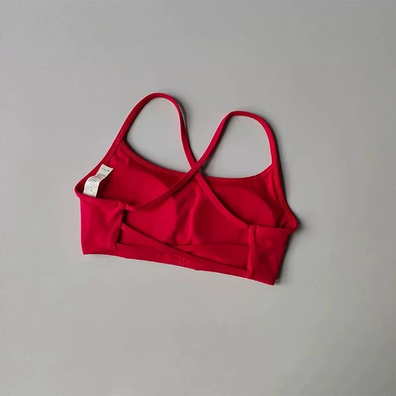 Women's Cross Back Sports Bra Shock Resistant Gathered Sexy Gym Running Bra Summer Yoga Vest Outdoor Comfortable Fitness Wear