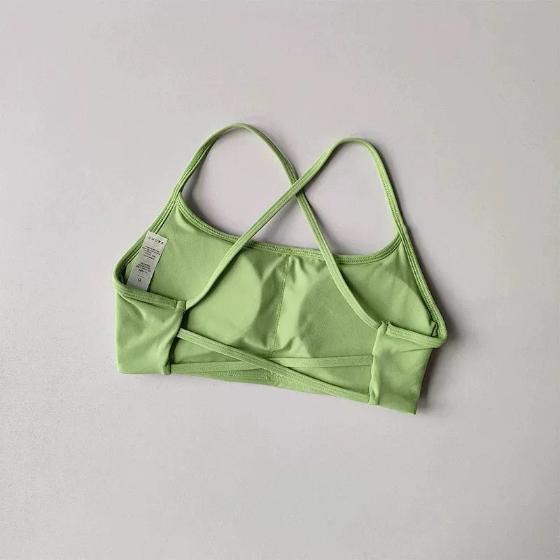 Women's Cross Back Sports Bra Shock Resistant Gathered Sexy Gym Running Bra Summer Yoga Vest Outdoor Comfortable Fitness Wear