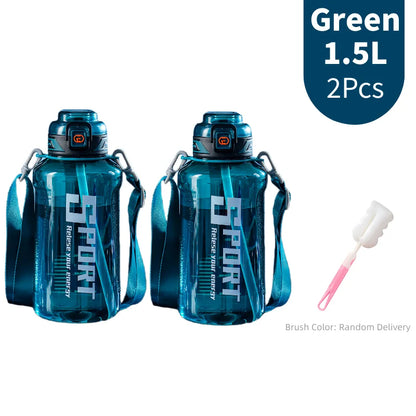 1000ml/1500ml Large Capacity Sports Water Bottle LeakProof Plastic Drinking Bottles Outdoor Travel Cycling Hiking Gym Drinkware
