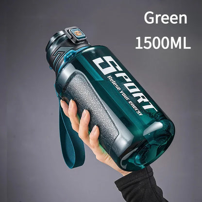 1000ml/1500ml Large Capacity Sports Water Bottle LeakProof Plastic Drinking Bottles Outdoor Travel Cycling Hiking Gym Drinkware