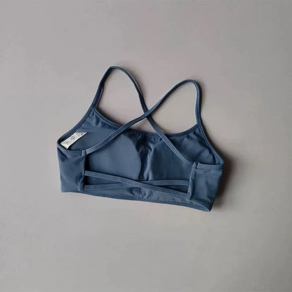 Women's Cross Back Sports Bra Shock Resistant Gathered Sexy Gym Running Bra Summer Yoga Vest Outdoor Comfortable Fitness Wear