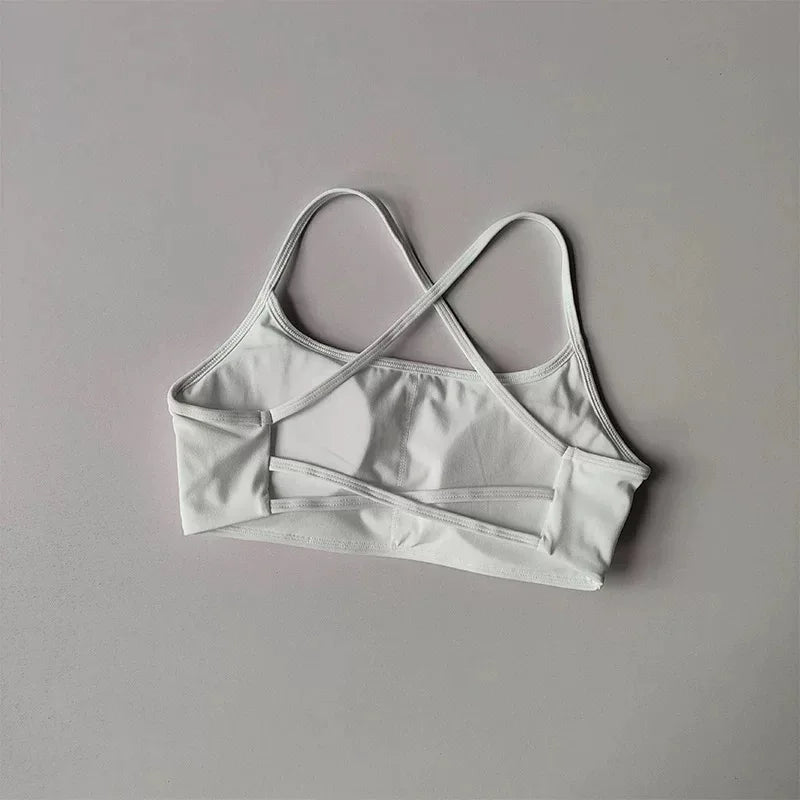 Women's Cross Back Sports Bra Shock Resistant Gathered Sexy Gym Running Bra Summer Yoga Vest Outdoor Comfortable Fitness Wear