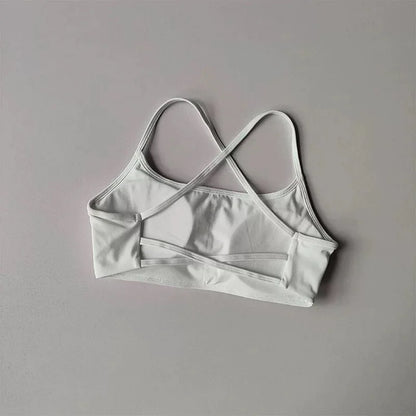 Women's Cross Back Sports Bra Shock Resistant Gathered Sexy Gym Running Bra Summer Yoga Vest Outdoor Comfortable Fitness Wear