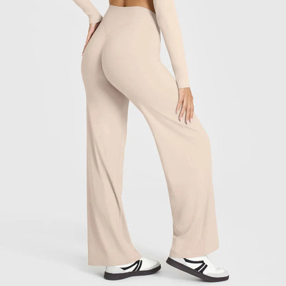 STOUREG Sport Trousers Straight-Leg Pants Ultra Soft Butter Fabric Women's Mid-Waist Yoga Pants GYM Naked Feel Pilates Running