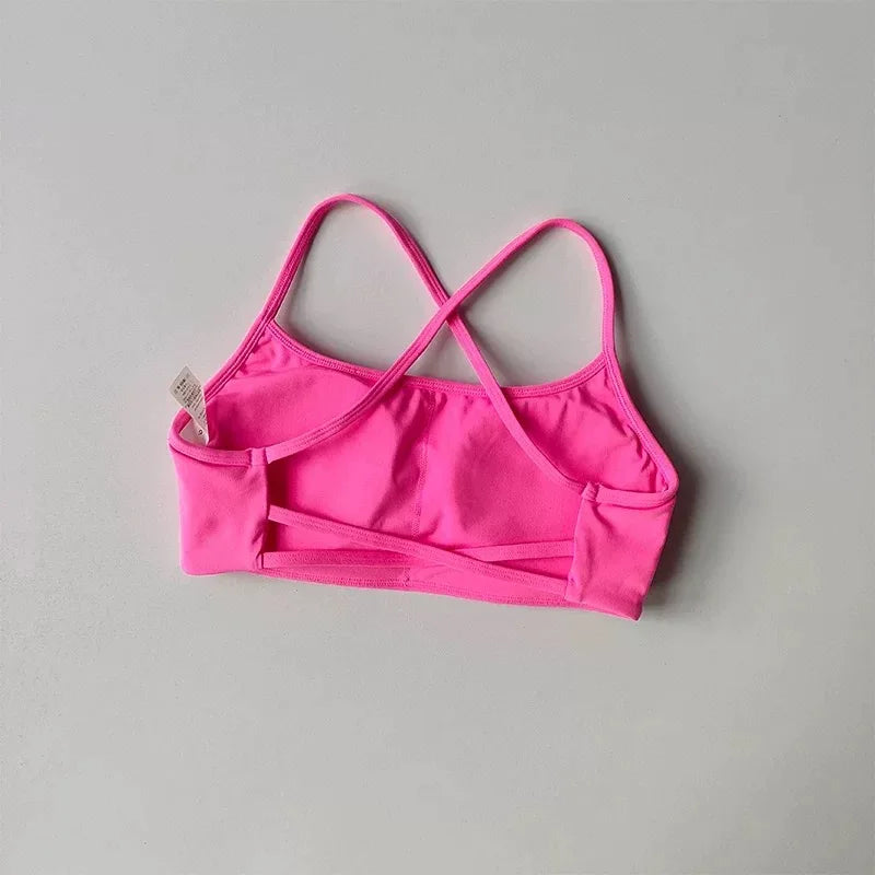 Women's Cross Back Sports Bra Shock Resistant Gathered Sexy Gym Running Bra Summer Yoga Vest Outdoor Comfortable Fitness Wear