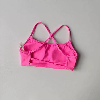Women's Cross Back Sports Bra Shock Resistant Gathered Sexy Gym Running Bra Summer Yoga Vest Outdoor Comfortable Fitness Wear