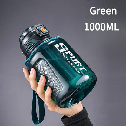 1000ml/1500ml Large Capacity Sports Water Bottle LeakProof Plastic Drinking Bottles Outdoor Travel Cycling Hiking Gym Drinkware
