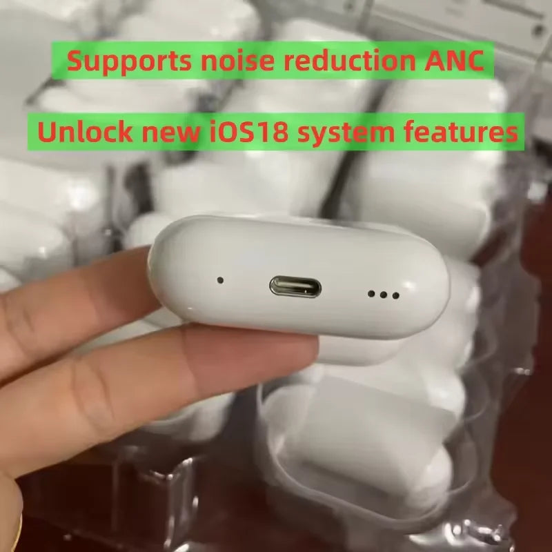 2025 NEW IOS18 ANC Pro 2 Wireless Bluetooth Earbuds Active Noise Cancellation Gaming Handfree Headset Earphone USB-C Type Cable