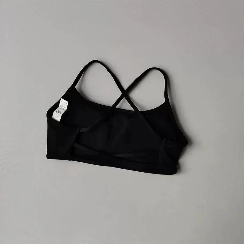 Women's Cross Back Sports Bra Shock Resistant Gathered Sexy Gym Running Bra Summer Yoga Vest Outdoor Comfortable Fitness Wear