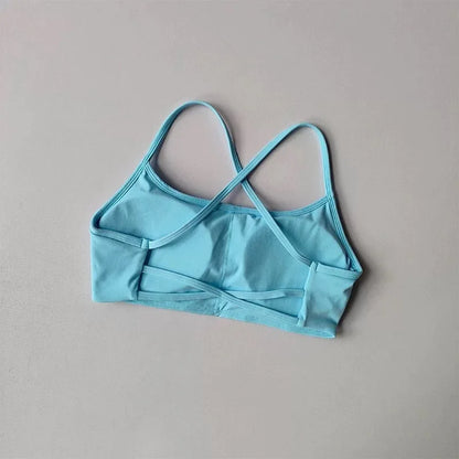 Women's Cross Back Sports Bra Shock Resistant Gathered Sexy Gym Running Bra Summer Yoga Vest Outdoor Comfortable Fitness Wear