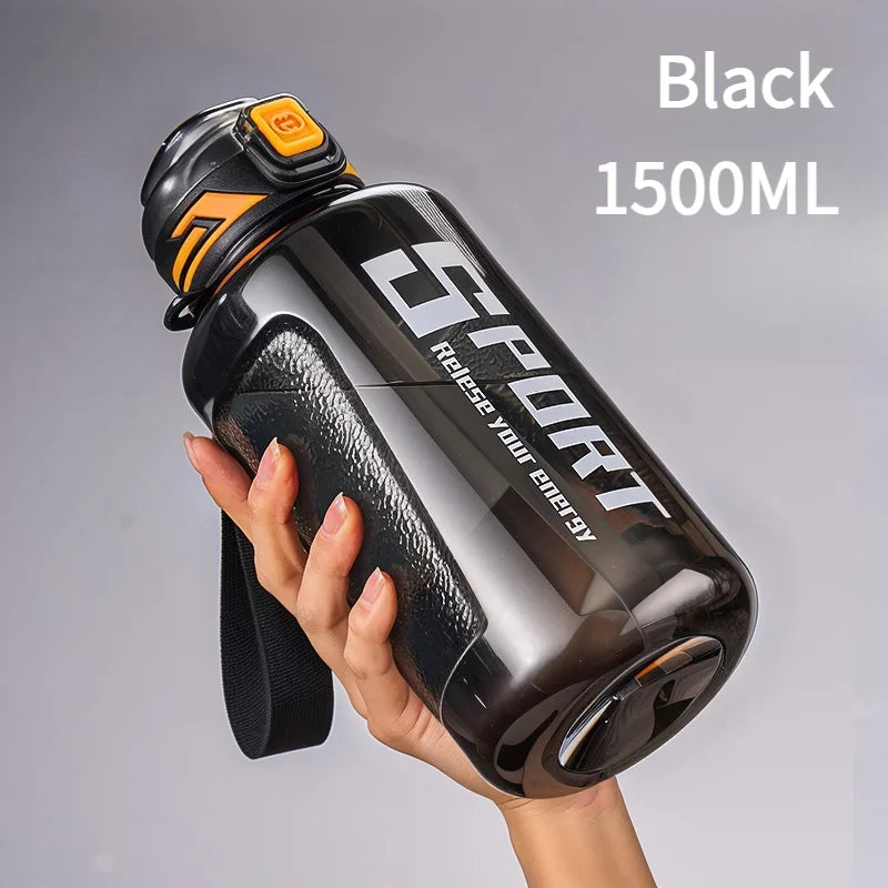 1000ml/1500ml Large Capacity Sports Water Bottle LeakProof Plastic Drinking Bottles Outdoor Travel Cycling Hiking Gym Drinkware
