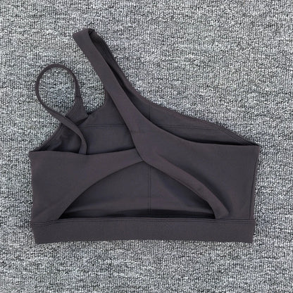 Women Shockproof Sport Bra Women's Beautiful Back Gym Sports Underwear Women Oblique Shoulder Straps Running Fitness Yoga Bra ﻿