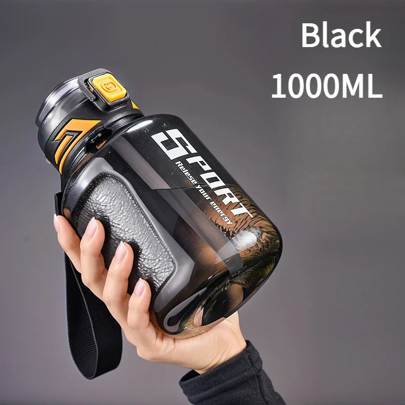 1000ml/1500ml Large Capacity Sports Water Bottle LeakProof Plastic Drinking Bottles Outdoor Travel Cycling Hiking Gym Drinkware