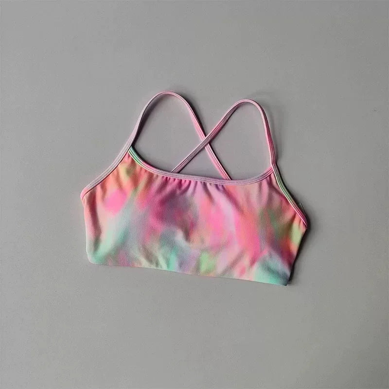 Women's Cross Back Sports Bra Shock Resistant Gathered Sexy Gym Running Bra Summer Yoga Vest Outdoor Comfortable Fitness Wear