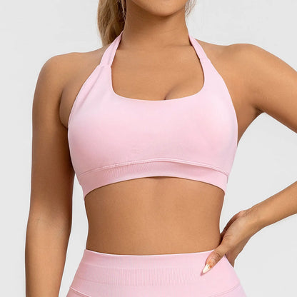 NCLAGEN Impact Sports Bra Women Seamless Halter Top High Support Push-up Open Back Gym wear Fitness Yoga Workout underwear